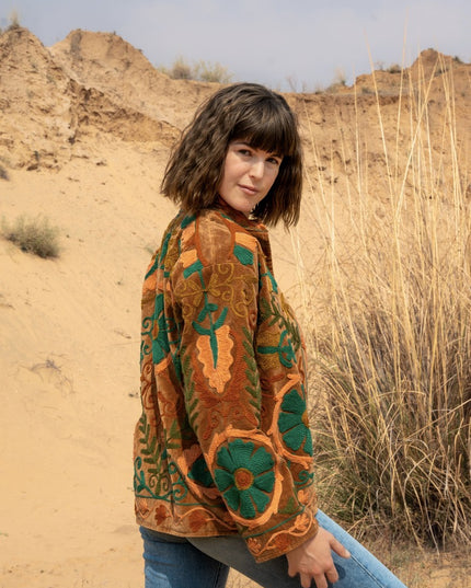 Velvet Suzani Jacket Oker