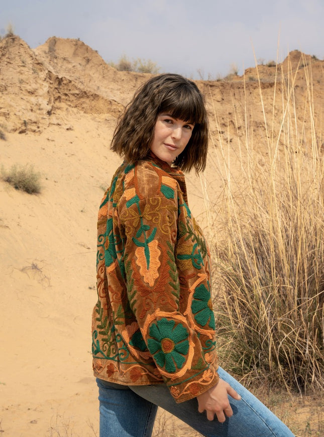 Velvet Suzani Jacket Oker