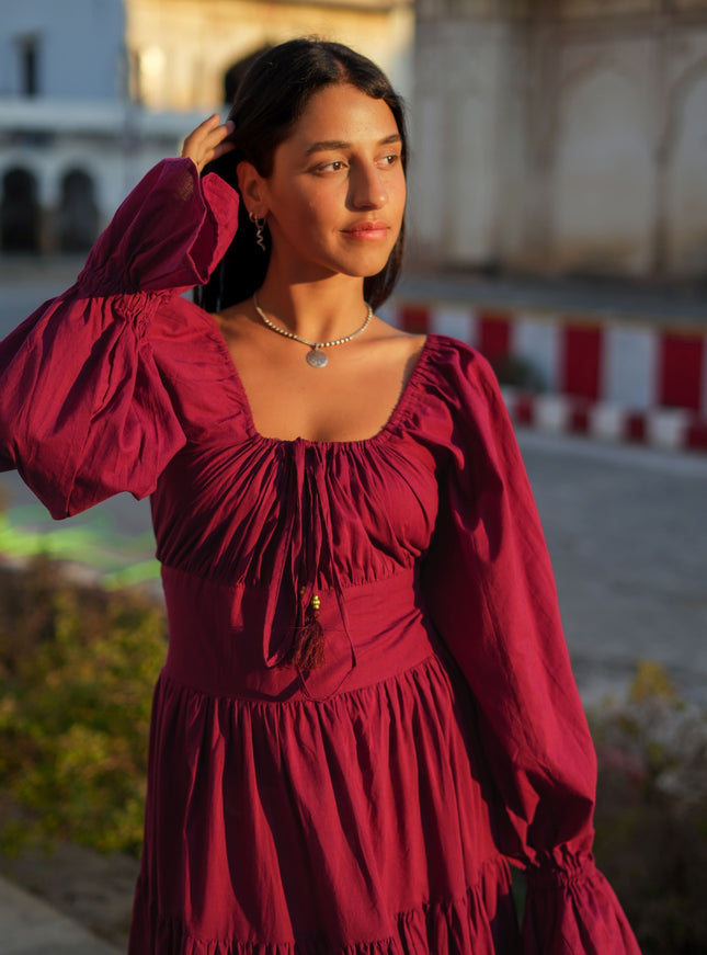 Vaiana Lange Jurk Burgundy