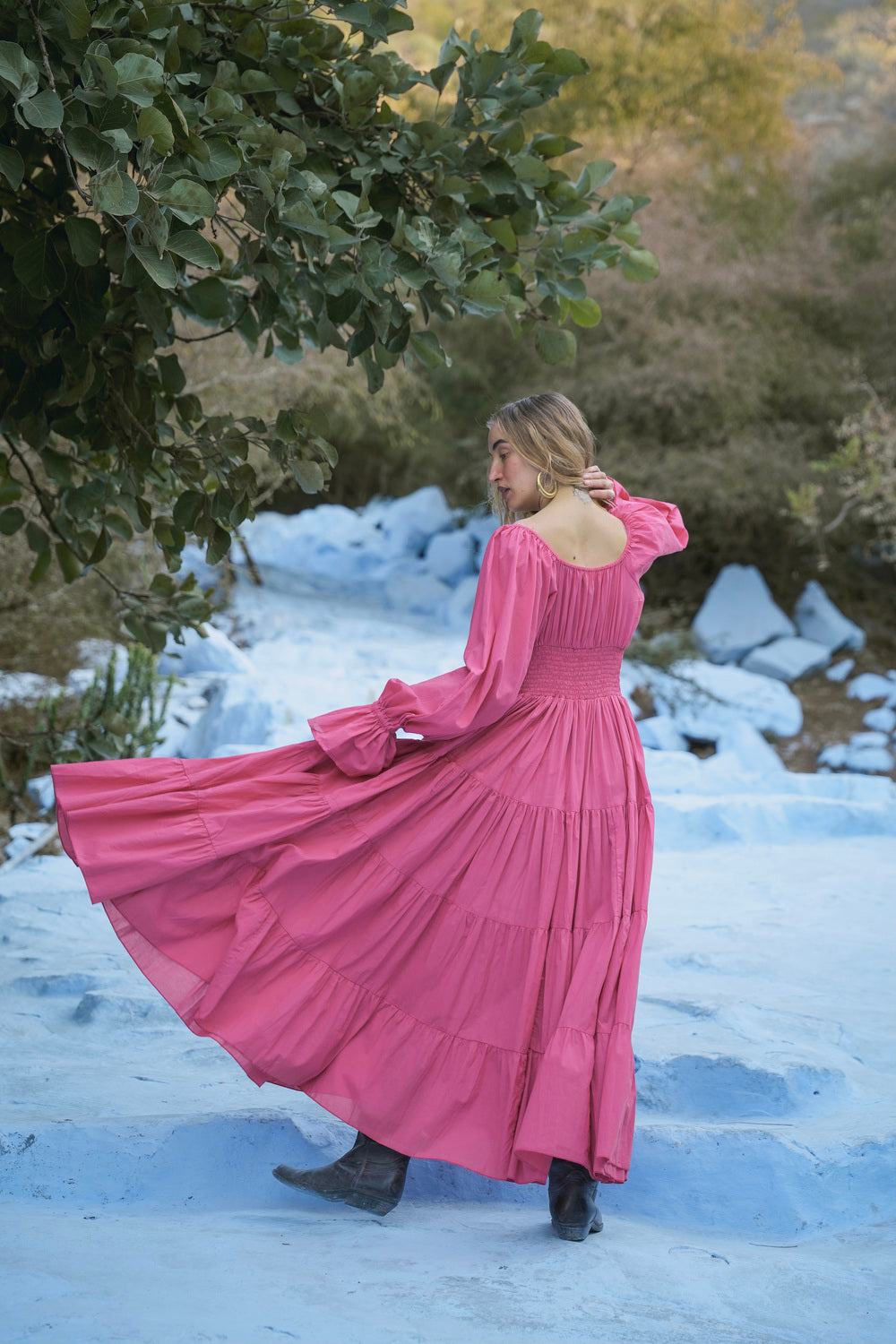 My Jewellery Roze Jurk Lange Mouw Roze Jurk Lang Marielle Print