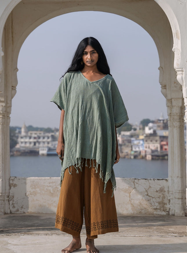 Desert Breeze poncho Jadegroen