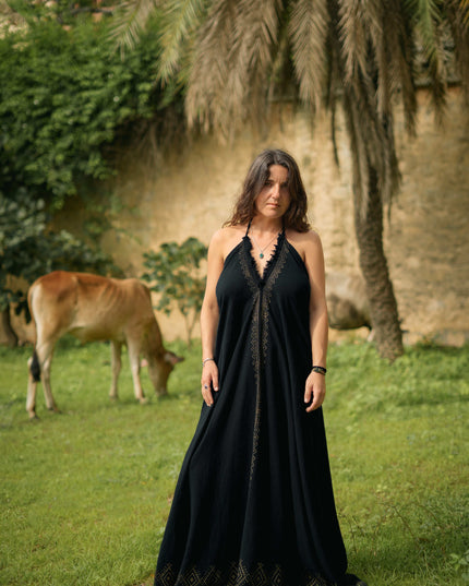 Moonflower zomerjurk Zwart