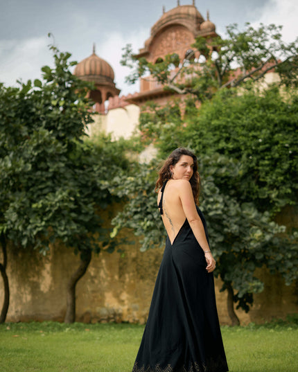 Moonflower zomerjurk Zwart