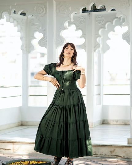 Vaiana Zomerjurk - Korte mouw Donkergroen