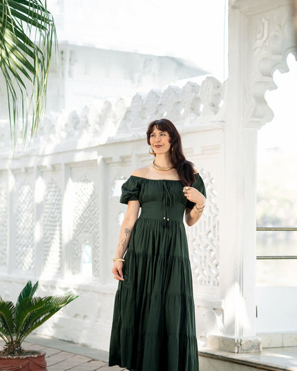 Vaiana Zomerjurk - Korte mouw Donkergroen