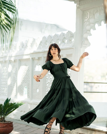 Vaiana Zomerjurk - Korte mouw Donkergroen