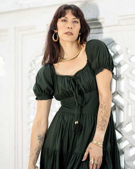 Vaiana Zomerjurk - Korte mouw Donkergroen