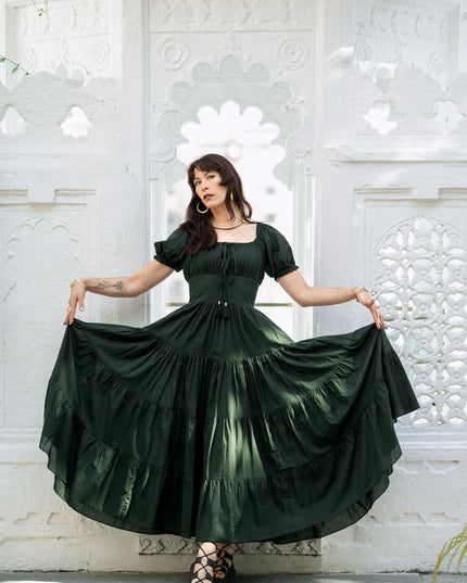 Vaiana Zomerjurk - Korte mouw Donkergroen