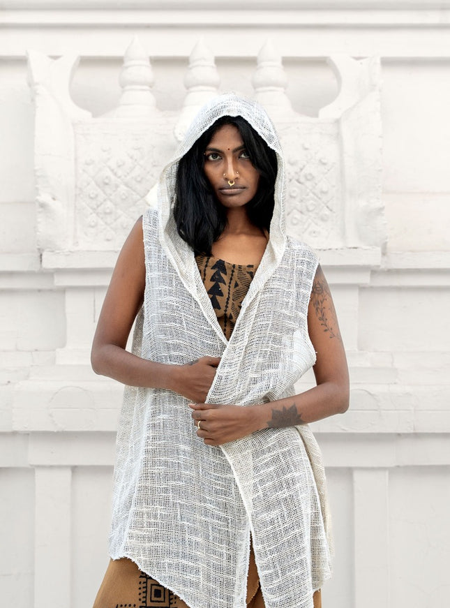 Gaia Boho vest Gebroken wit