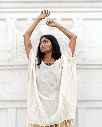 Desert Breeze poncho Gebroken wit