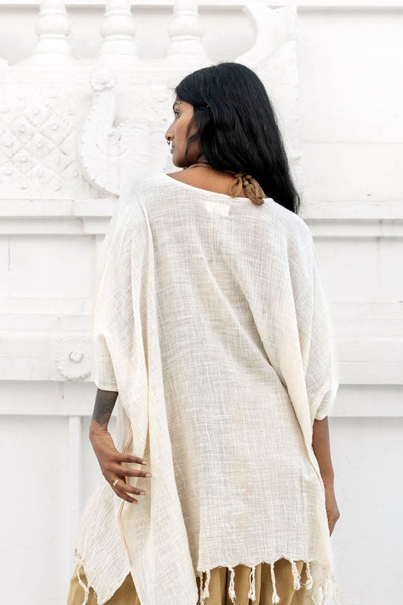 Desert Breeze poncho Gebroken wit