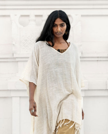 Desert Breeze poncho Gebroken wit