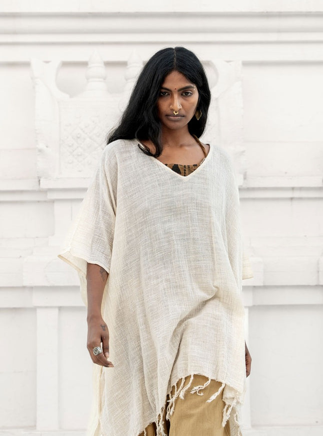 Desert Breeze poncho Gebroken wit