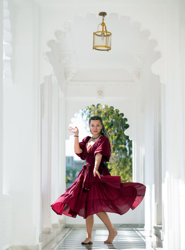 Tara Jurk Midi Burgundy