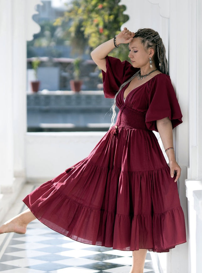 Tara Jurk Midi Burgundy