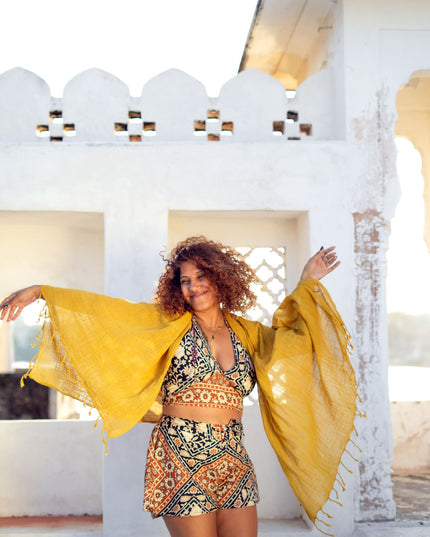 Katoenen Sjaal Okergeel