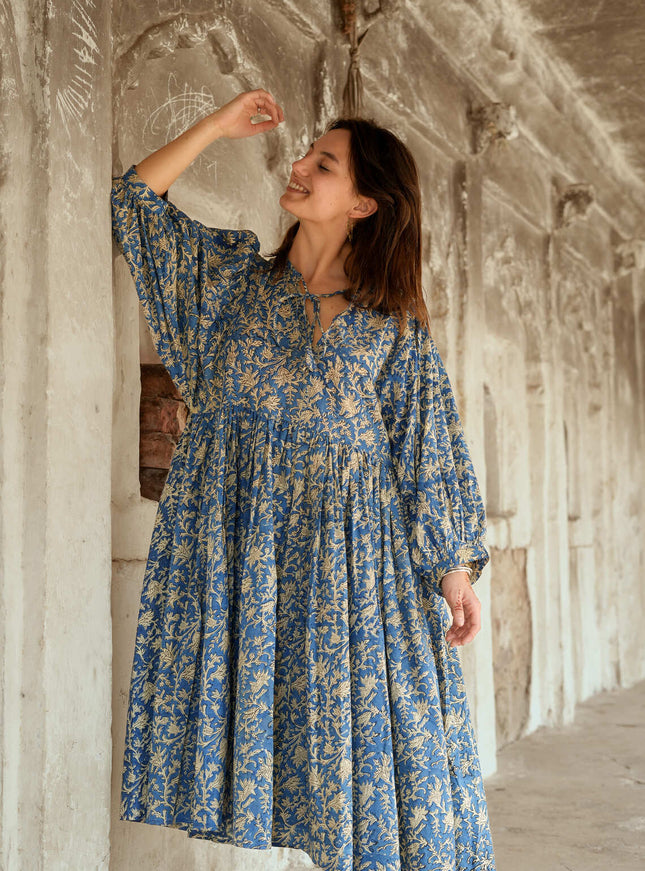 Fay Jurk Handblock Blauw