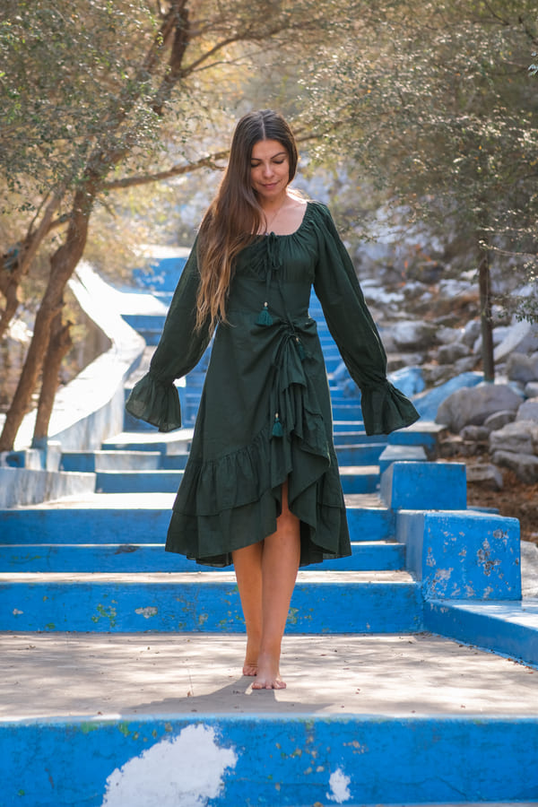 Midi Jurk Ibiza Stijl Met V Hals Groen main image 0