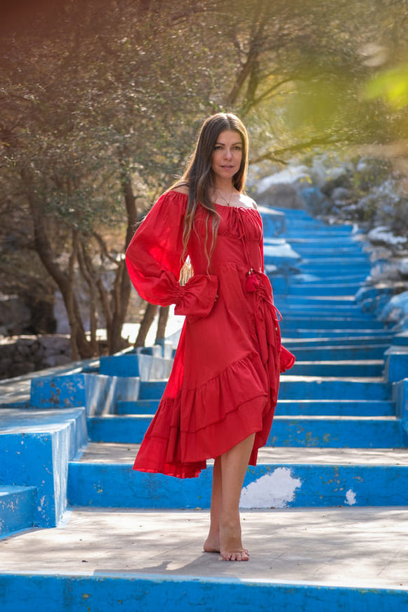 Midi Vaiana Kleid, leuchtend rot