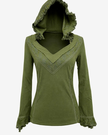Elven Hoodie Top Green