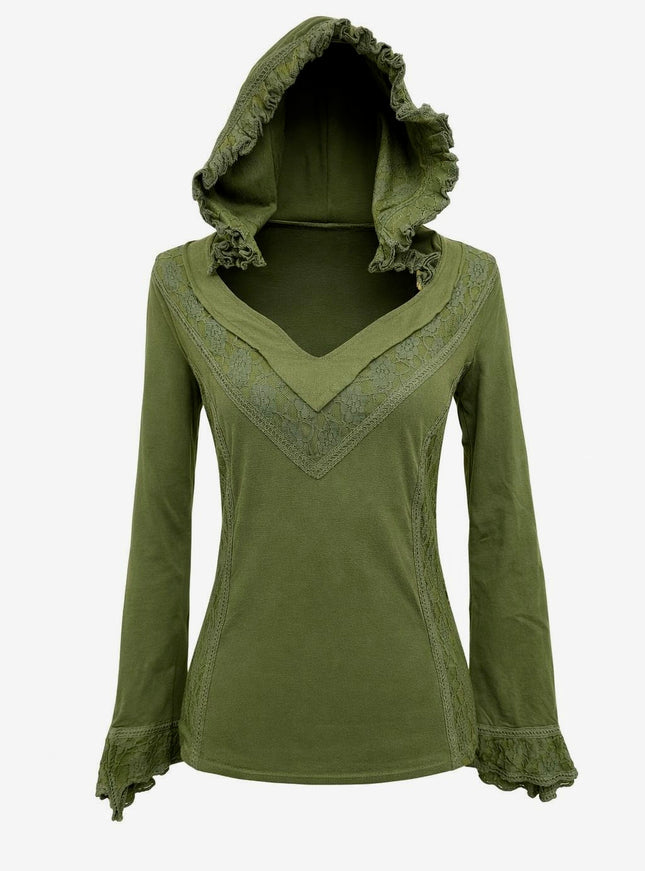 Elven Hoodie Top Green