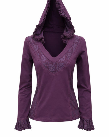 Elven Hoodie Top Paars