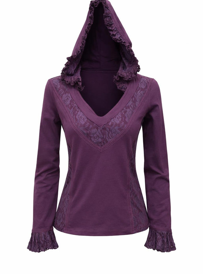 Elven Hoodie Top Purple