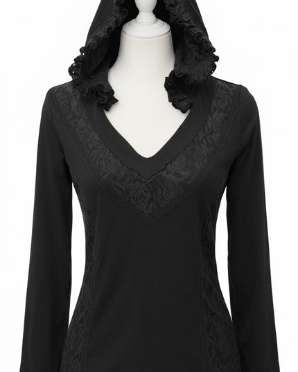 Elven Hoodie Top Black