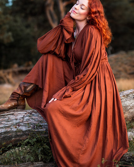 Maud Lange Jurk Warm Bruin