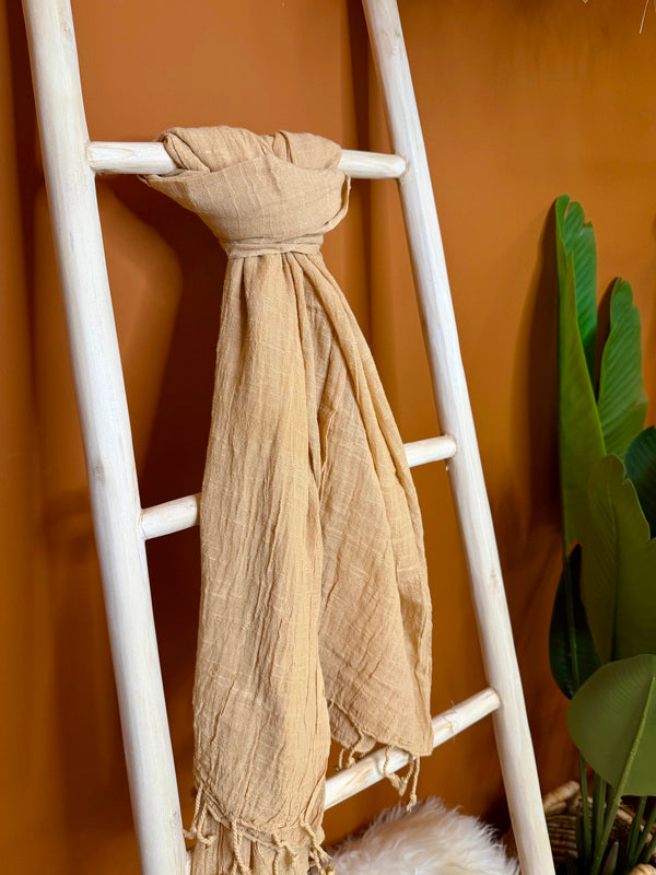 Katoenen Sjaal Ecru/ lichtbruin