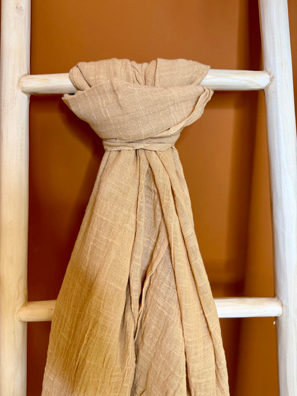 Katoenen Sjaal Ecru/ lichtbruin