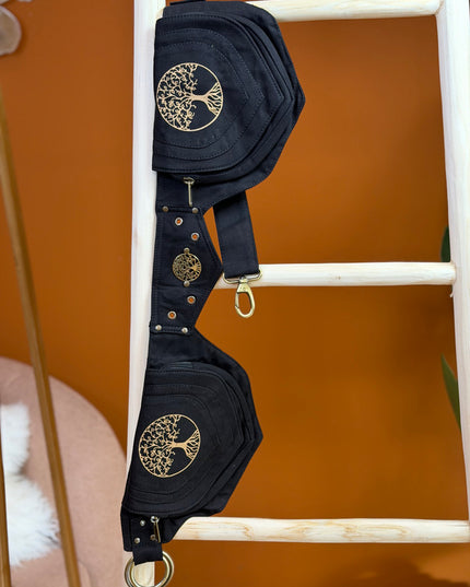 Flower of life Belt Zwart (extra lange riem)