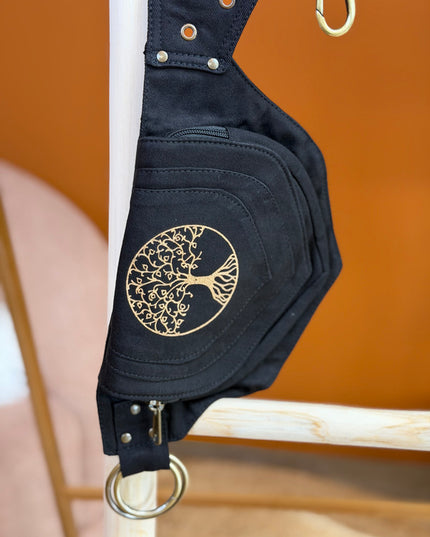 Flower of life Belt Zwart (extra lange riem)