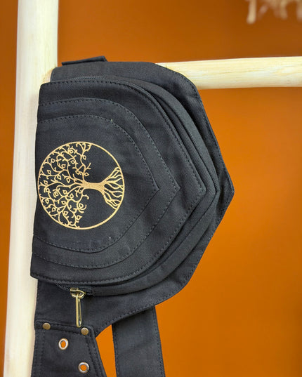 Flower of life Belt Zwart (extra lange riem)