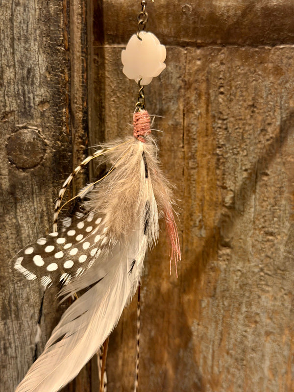 Echte veren oorhanger 1