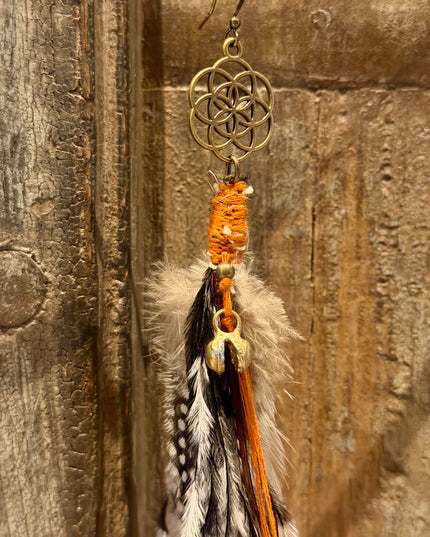 Echte veren oorhanger 3