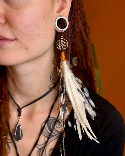 Echte veren oorhanger 3