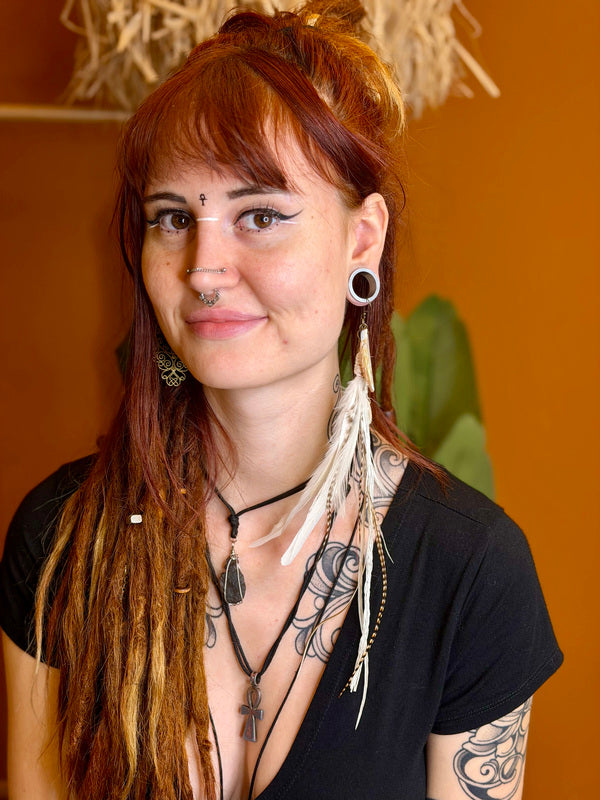 Echte veren oorhanger 9