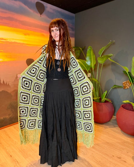 Gehaakte Kimono Groen / Wit