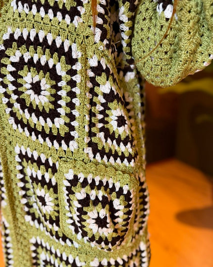 Gehaakte Kimono Groen / Wit