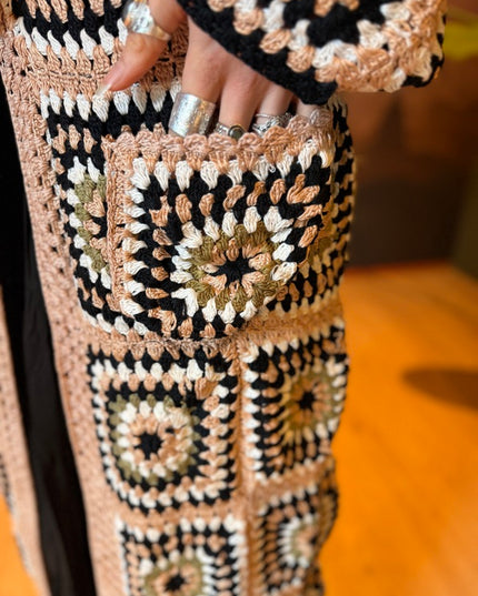 Gehaakte Kimono Mauve / Wit