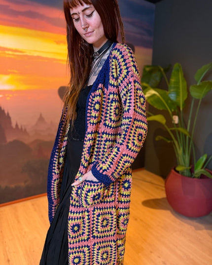 Gehaakte Kimono Zalm / Geel