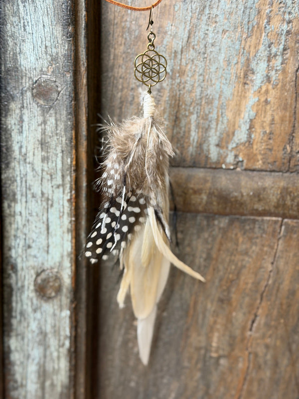 Echte veren oorhanger 16