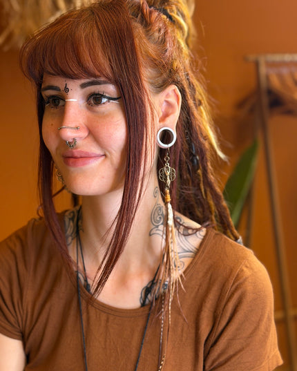 Echte veren oorhanger 14