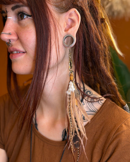 Echte veren oorhanger 14