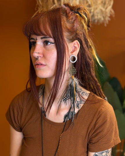 Echte veren oorhanger 15