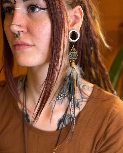 Echte veren oorhanger 15