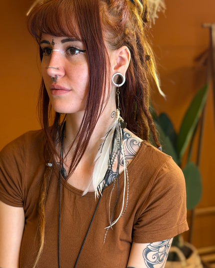 Echte veren oorhanger 24