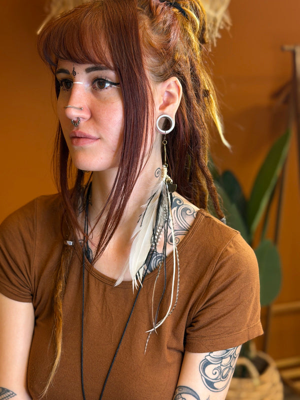 Echte veren oorhanger 24