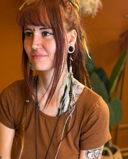 Echte veren oorhanger 25